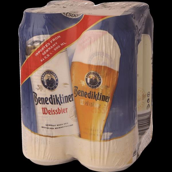 Пиво 4шт Benediktiner 500ml - רביעיית בירה בנדיקטינר פחית 500מל